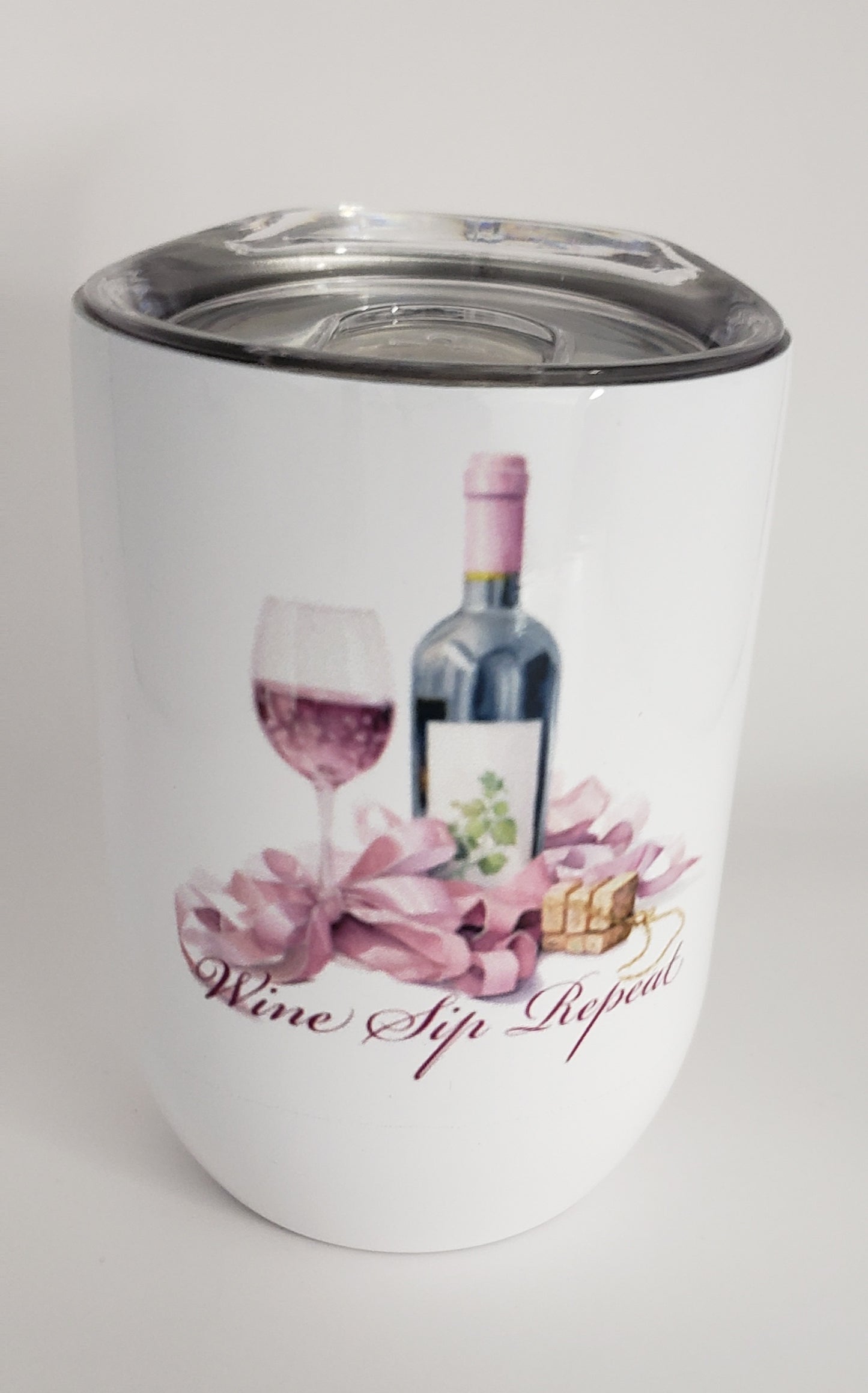 12oz “Wine Sip Repeat“ Tumbler Ribbon