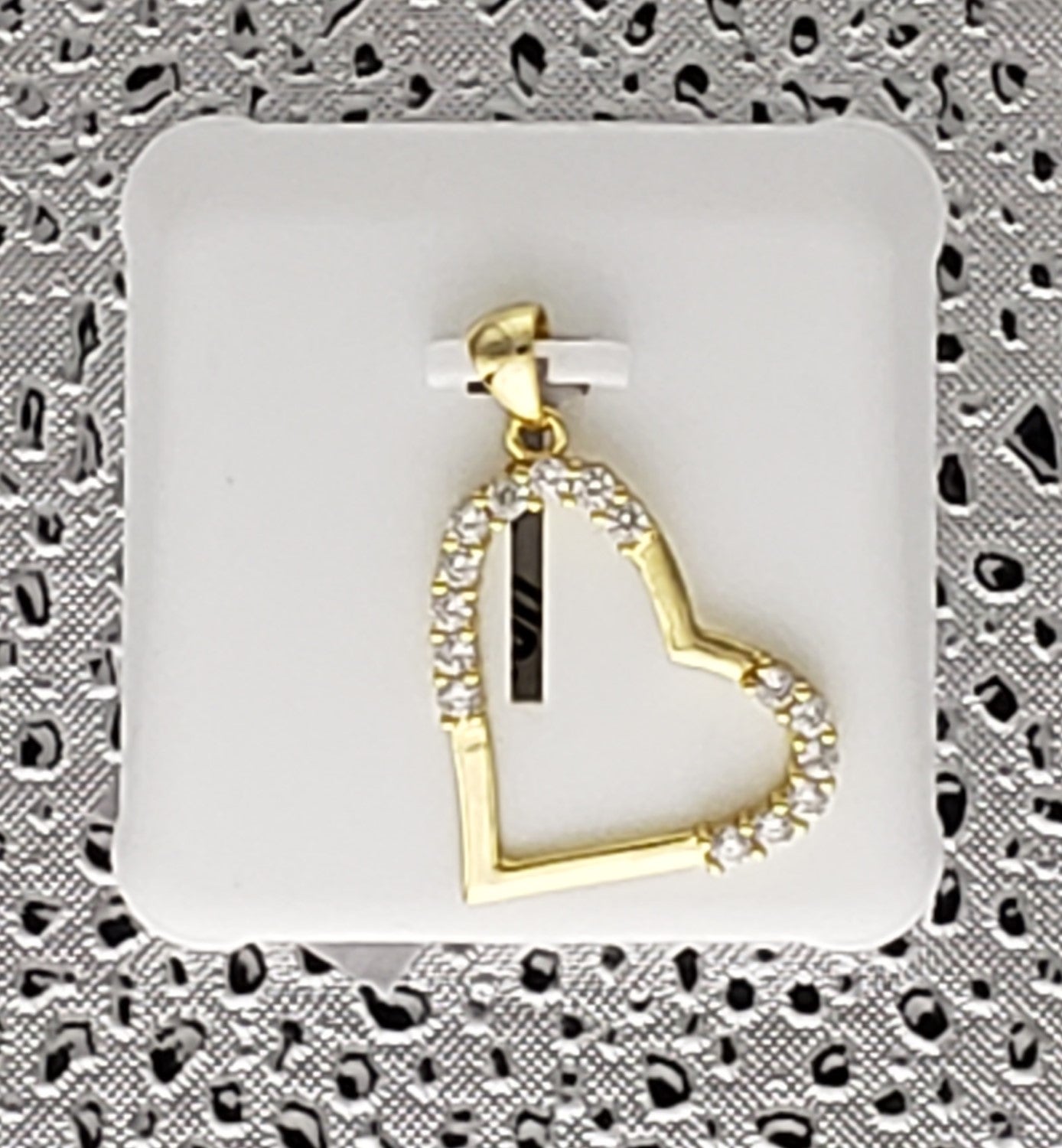 Gold Cross Corner CZ Heart