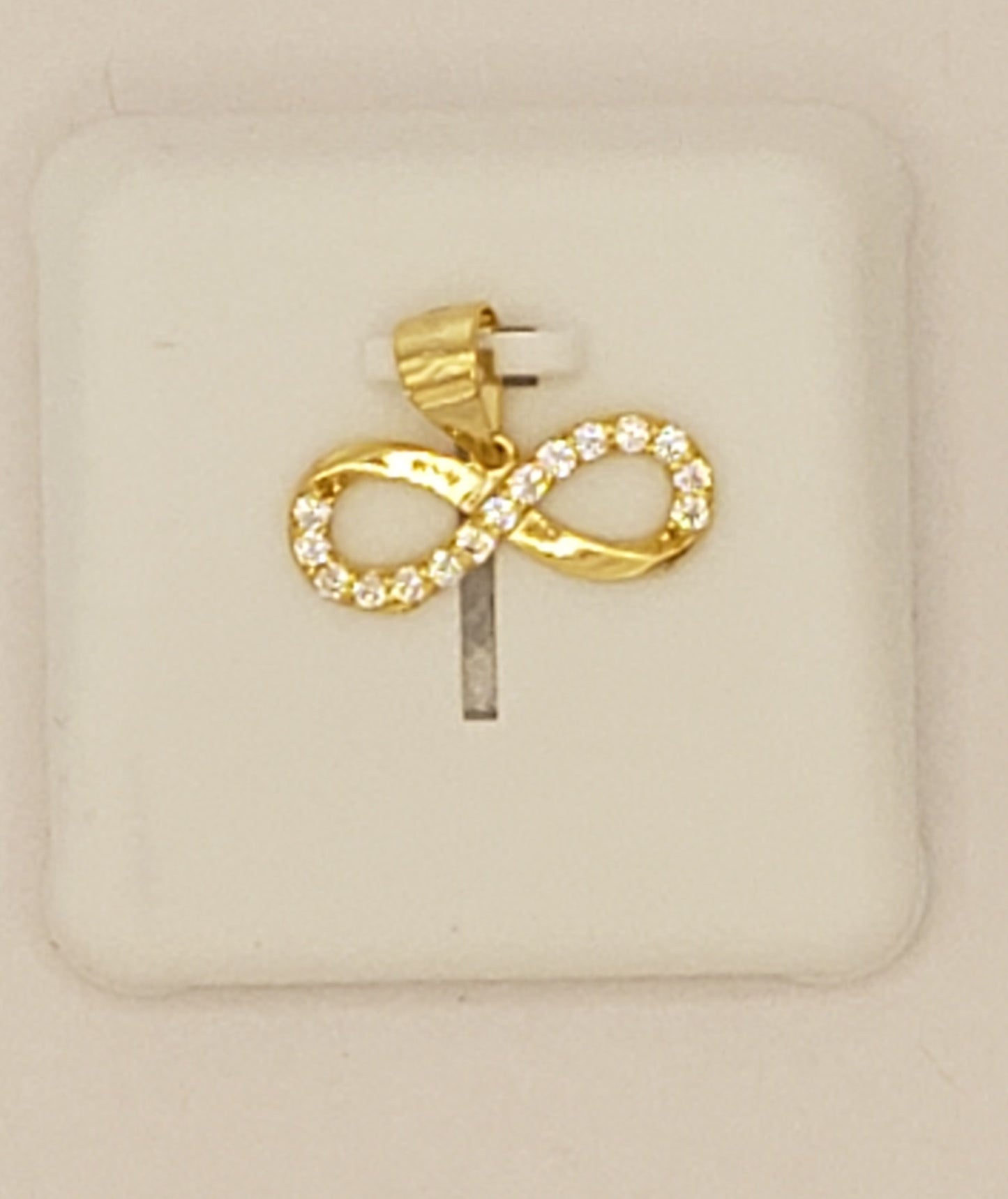 Gold 925 Sterling Silver Flat Infinity Charm with CZ