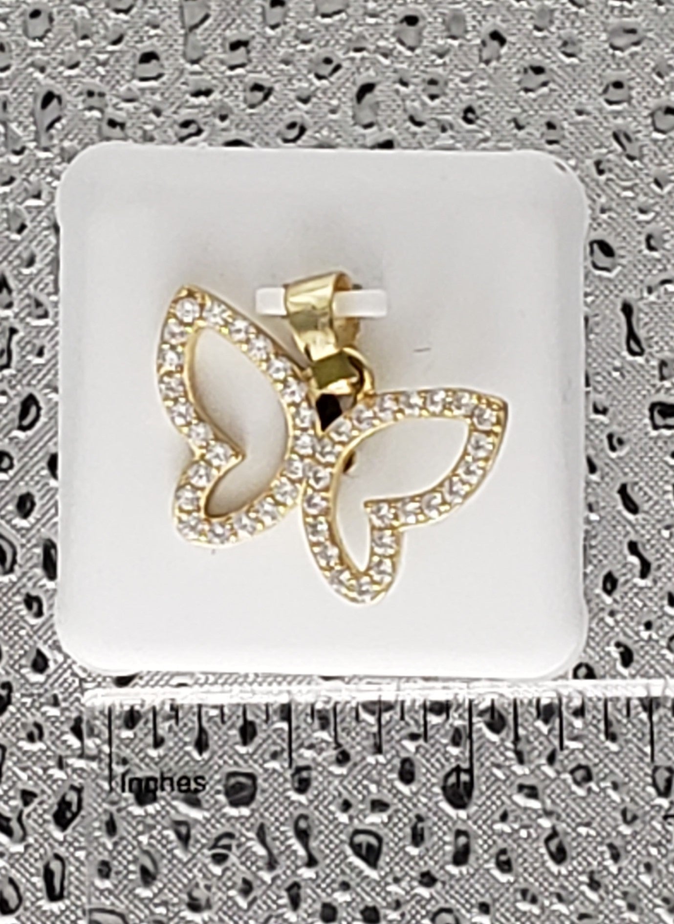 Gold 925 Sterling Silver Butterfly with CZ