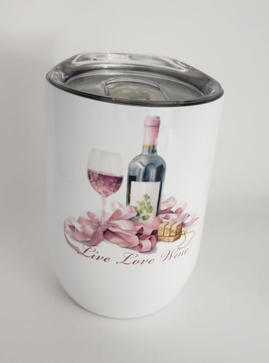 12oz “Live Love Wine“ Tumbler Ribbon