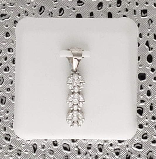 3 stone CZ 925 Sterling  Silver Charm