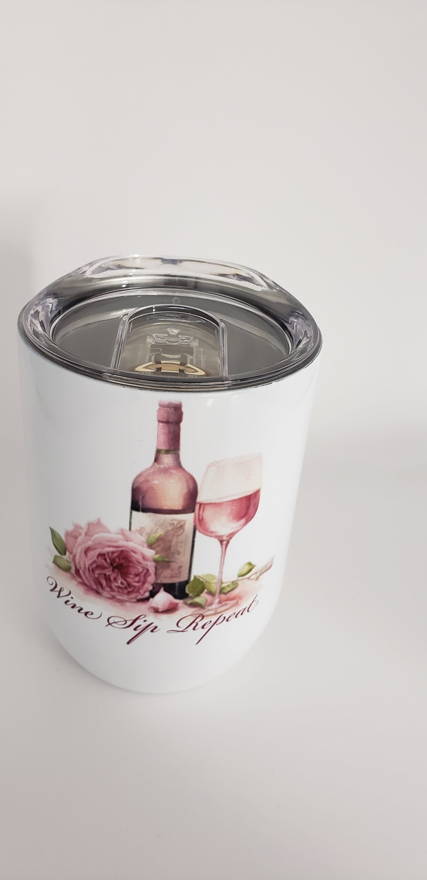 12oz “Wine Sip Repeat“ Tumbler Rose