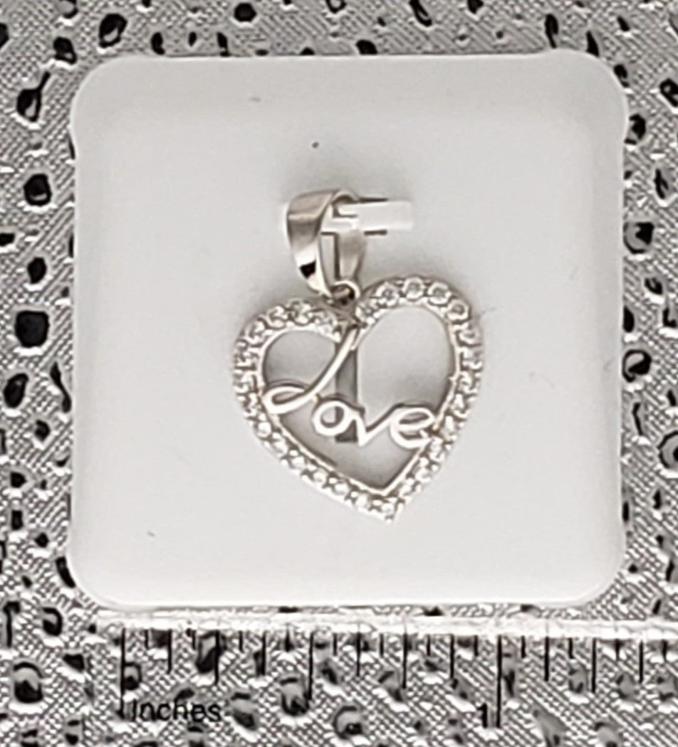 L-O-V-E 925 Sterling Silver Heart with CZ