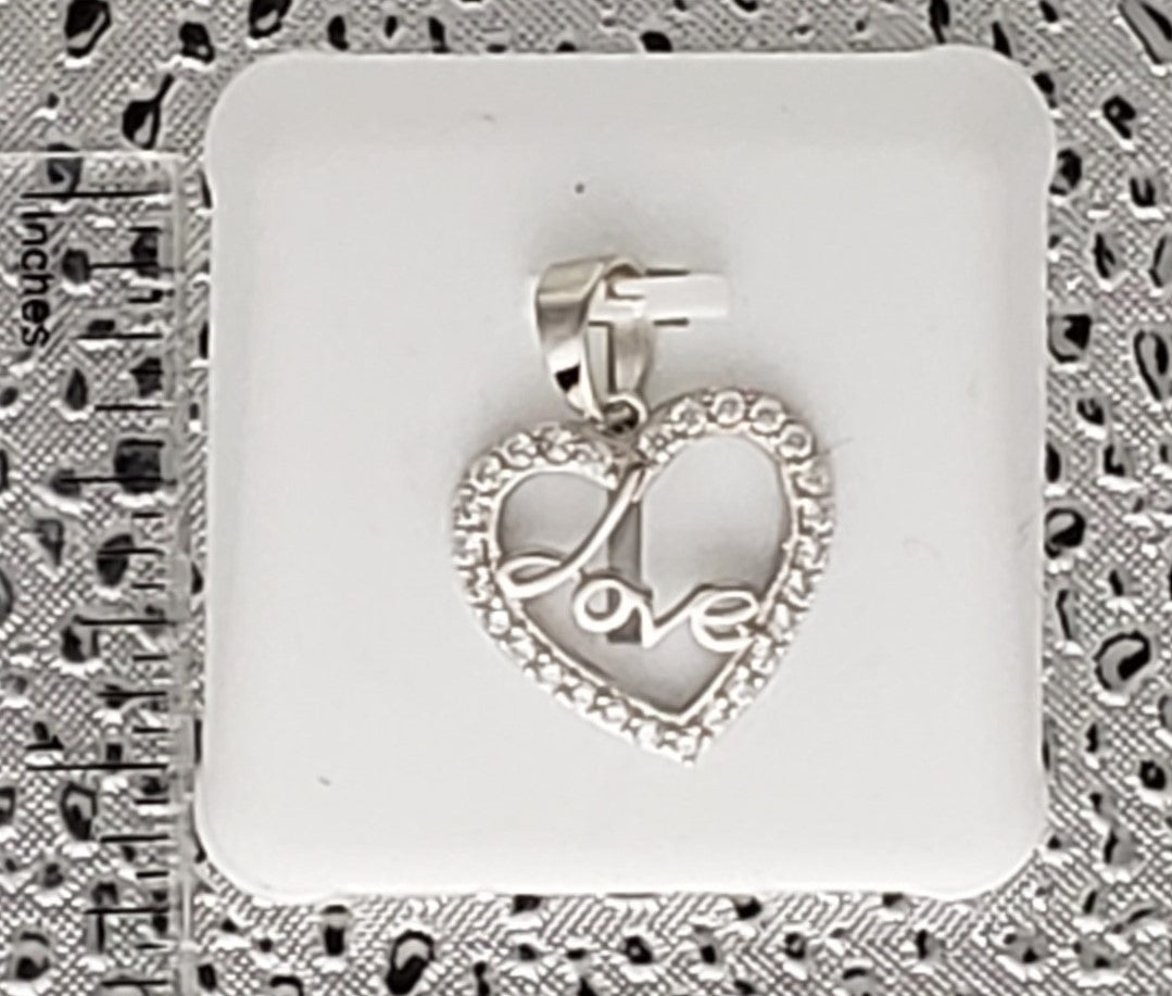 L-O-V-E 925 Sterling Silver Heart with CZ