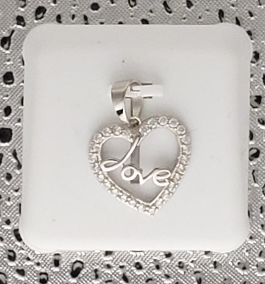 L-O-V-E 925 Sterling Silver Heart with CZ