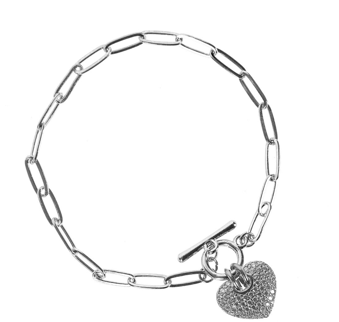 Puffy Heart Paperclip Bracelet