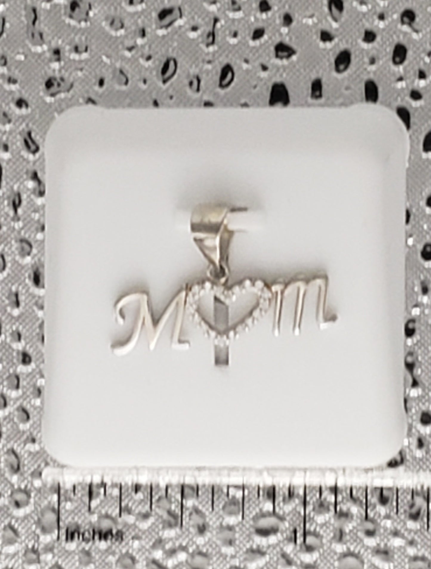 SLEEK "M-O-M" 925 Sterling Silver Pendant with CZ HEART