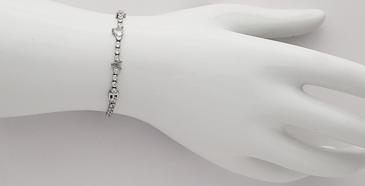 Silver "L-O-V_E" Tennis Bracelet