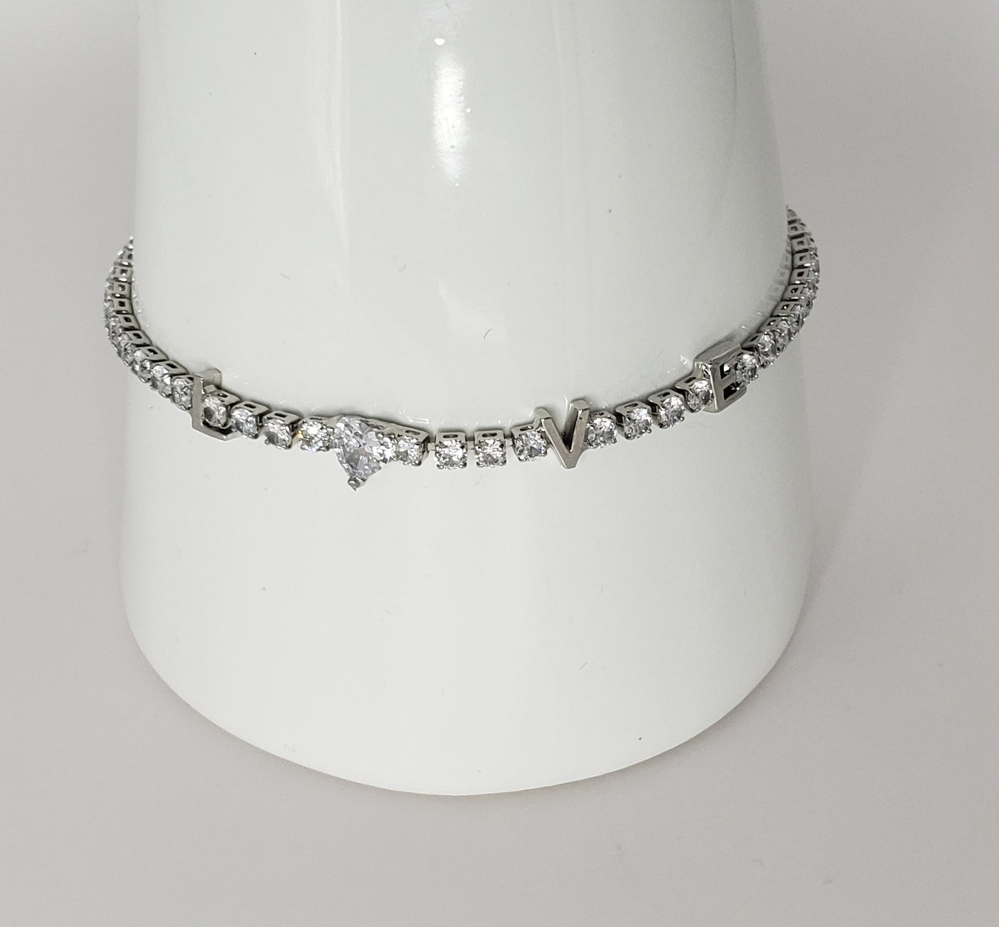 Silver "L-O-V_E" Tennis Bracelet