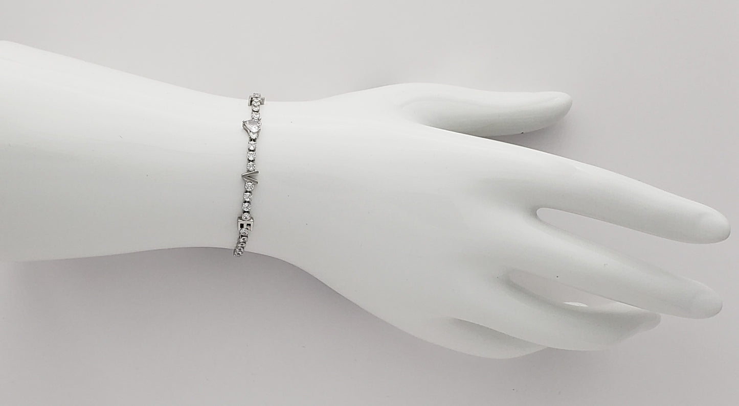 Silver "L-O-V_E" Tennis Bracelet