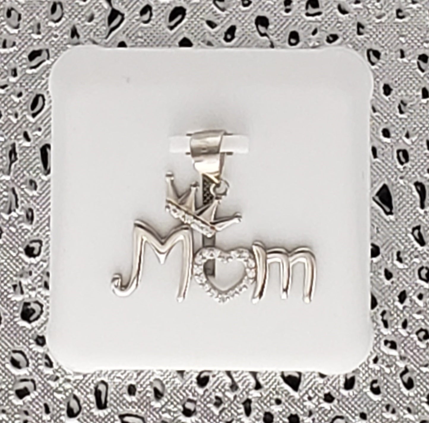 "M-O-M" with Crown 925 Sterling Silver Pendant